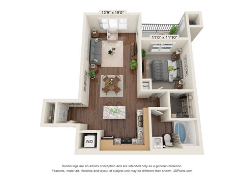 1 bed 1 bath F at The Promenade Apartments, Georgia